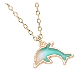 CALLARON Necklace Costume Jewelry for Girls Womens Lockets Fashion Jewelry Women Neck Chain Dolphin Decor Women’s Jewelry Trendy Decor Jewelry for Women Alloy Little Dolphin Miss