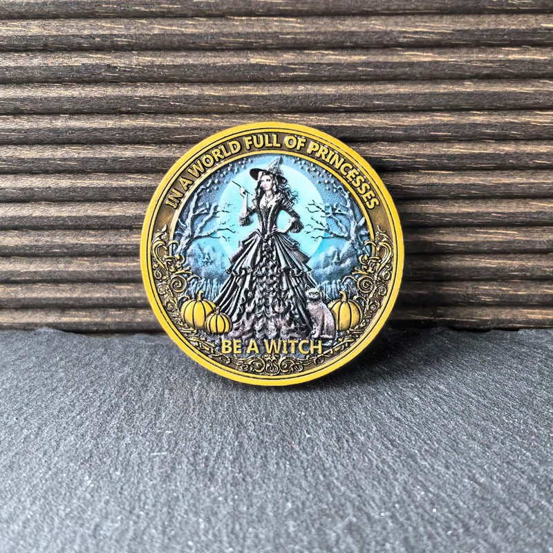 Empowering Witch Challenge Coin – 1.57-inch Motivational Metal Coin with
