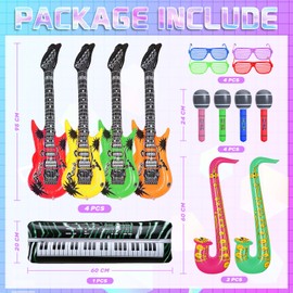 DUGEHO Rock Star Musical Instrument Balloons, Guitar Saxophone Microphone Glasses Balloons Musical Instruments Accessories, Party Supplies Favors Decorations Accessories Birthday