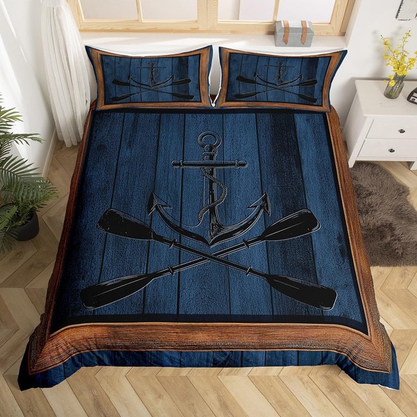 Lake Life Bedding Set King Size for Woman Men,Nautical Anchor