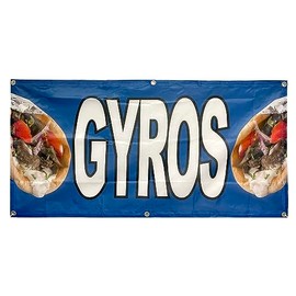 4 Less Co 2x4 Feet GYROS Banner Greek Food Sign Fabric Polyester bb