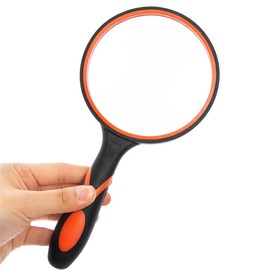 Magnifying Glass 10X Handheld Reading Magnifier with Cleaning Cloth-100MM 4INCHES Large Magnifying Lens with Non-Slip Soft Handle for Seniors Book Newspaper Reading and Kids Nature Hobby Exploration