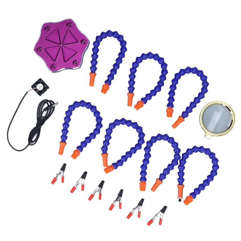 Helping Hand Soldering Station with 6 Flexible Arms USB Fan