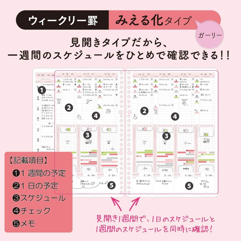 Kokuyo Campus Looseleaf Study Planner Weekly Ruled Girly No-Y836GW