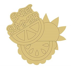 Sweet Summer Design by Lines Cutout Unfinished Wood Summer Party Door Hanger MDF Shaped Canvas Style Art 1 (6")