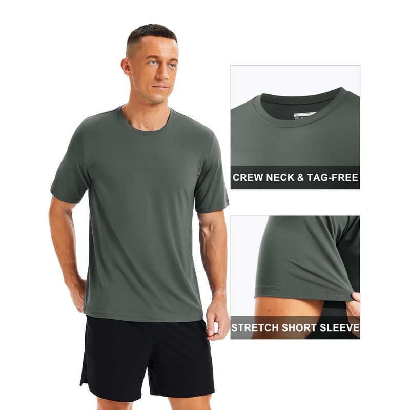 MAGCOMSEN Mens Workout Shirts Dry Fit Short Sleeve Running Tee