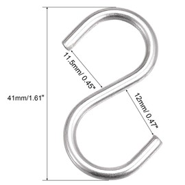 TOP-VIGOR 16Pcs S Hook, 41mm Hanging Hooks, Heavy Duty Non Slip Hangers, Kitchen Pot Pan Hanger Clothes Storage Rack for Bathroom, Bedroom, Closet, Office and Kitchen, Garden