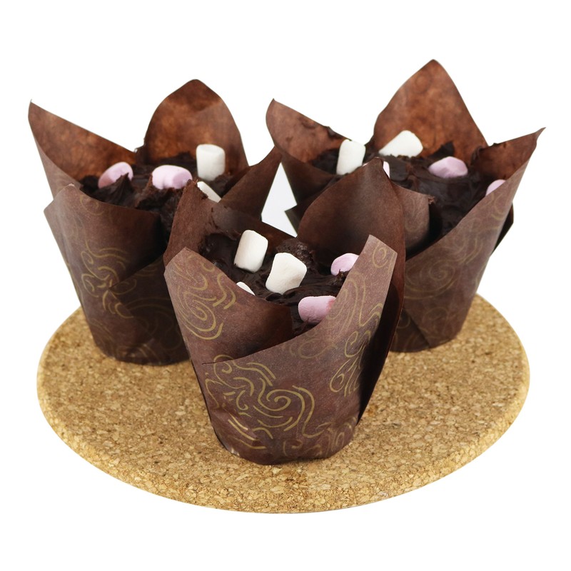 Tulip Liners for Muffins or Cupcakes - Brown and Gold