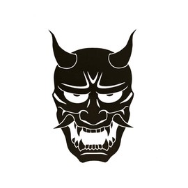 Hannya Mask Japanese Jealous Female Demon Decal Vinyl Sticker|Cars Trucks Vans Walls Laptop| Black |5.6 x 3.8 in|DUC237