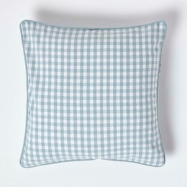 Homescapes - 100% Cotton - Gingham Check - Cushion Cover - 45 x 45 cm Square - 18 x 18 Inches - Blue White - 100% Cotton Sofa Pillow Cushion Cover - Washable