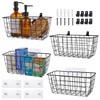 LIGHT DUST Wire Hanging Wall Basket, 4 Black Baskets Set,