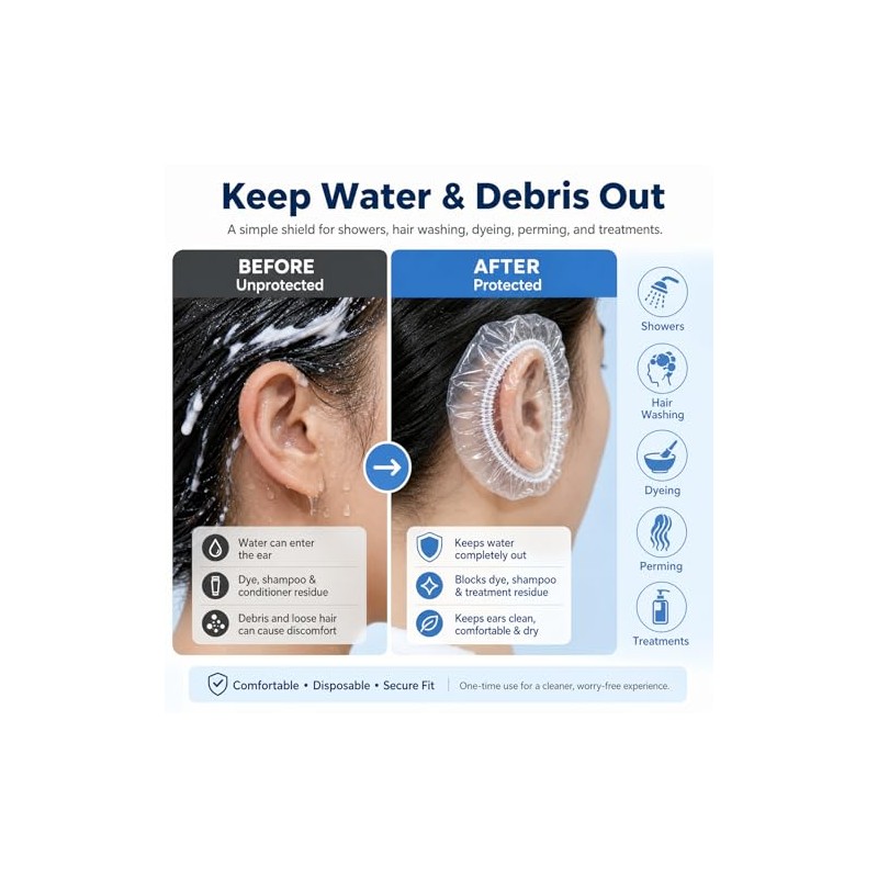 Ear Protector Covers Disposable Shower Ear Cap Plastic Ear Cover