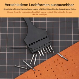 WUTA Removable Circle Leather Hole Punch Tool Professional Leather Spacing Punch Tool DIY Leather Set (4 mm - 2 + 8)