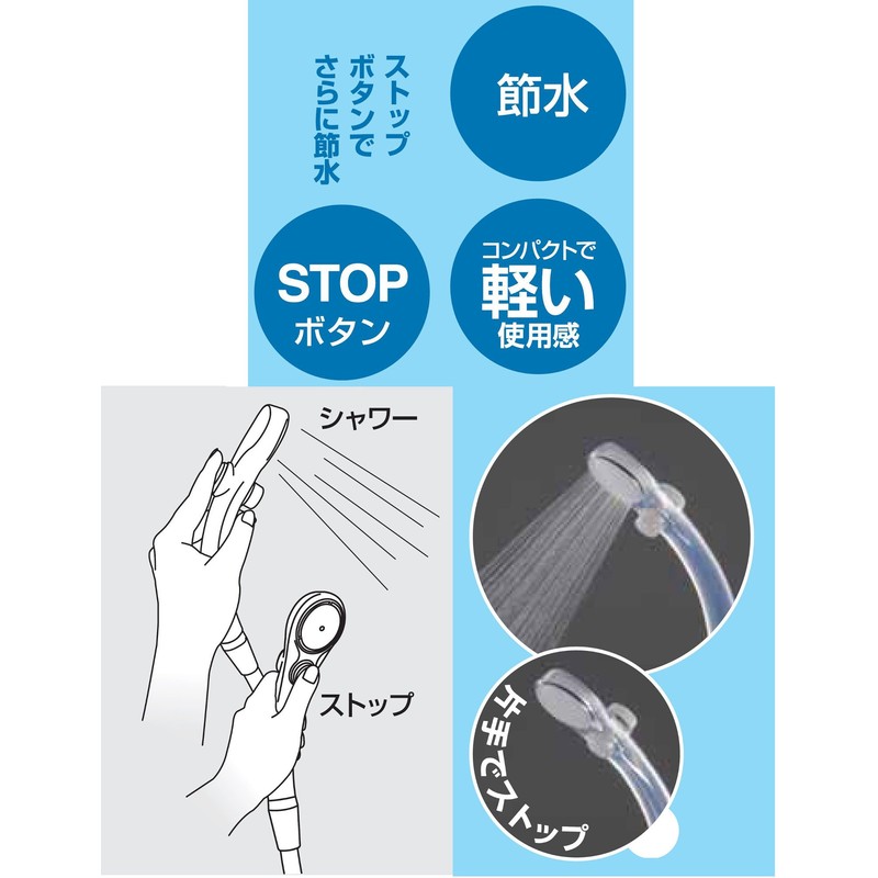 三栄 Faucet Shower Head Water-saving Stop Function with Clear PS323
