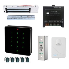 Electric Magnetic Lock Kit 600lb Electromagnetic Lock Waterproof RFID Keypad with Press to Exit Button Doorbell Chime Buzzer for Door Access System