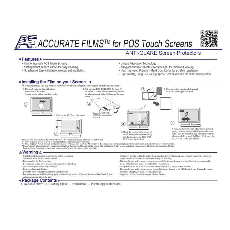 Accurate Films Anti-Glare 15" POS Touch Screen Protector For HiSense/HiStone