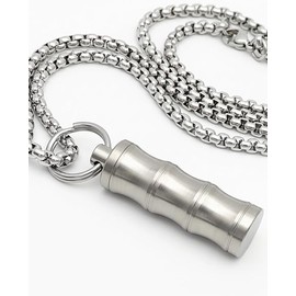 Haxtec Titanium Pill Holder Necklace, Small Pill Box Nitro Holder Waterproof Keychain Pill Container Mini Case with Chain