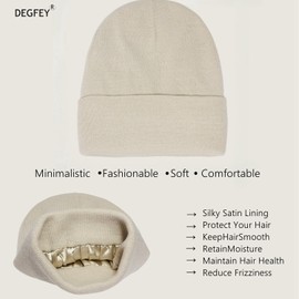 Satin Lined Knit Beanie Hat for Women Men Lightweight Winter Silk Lining Soft Slouchy Warm Cuffed Beanie Hat Anti-Static, Black+blue+purple, Small-Large