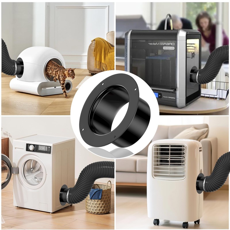 Hon&Guan Duct Connector Flange 6 Inch, Plastic 6 Inch Dust