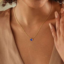 TINGN Birthstone Necklace Women's 18K Gold Plated Birthstone Pendant Necklace 12 Months Birthstone Necklace Birthday Gifts for Women Girls Christmas Wedding Anniversary Jewellery