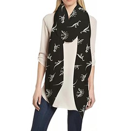 Lina & Lily Dinosaur Print Women's Scarf Shawl Wrap Lightweight (Black)