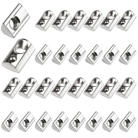 Set of 30 T-Slot Nuts M5 with Centring Ball Nut 6 T Slot Blocks Screws Set 20 Series M5 Aluminium Profile 20 x 20 Carbon Steel Sliding Nut with Spring Ball for Aluminium C Profile 3D Printer CNC,