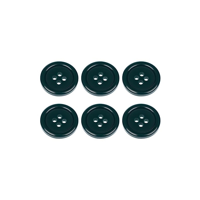 Pack of 6 Dark Green Sew on 18mm Round Buttons