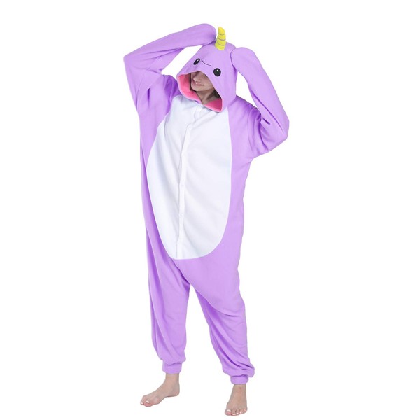 WOTOGOLD Animal Cosplay Costume Narwhal Unisex Adult Pajamas Purple