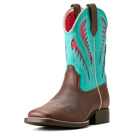 ARIAT Youth Quickdraw VentTEK Western Boot, Rich Clay/Turquoise Floral Emboss, 9