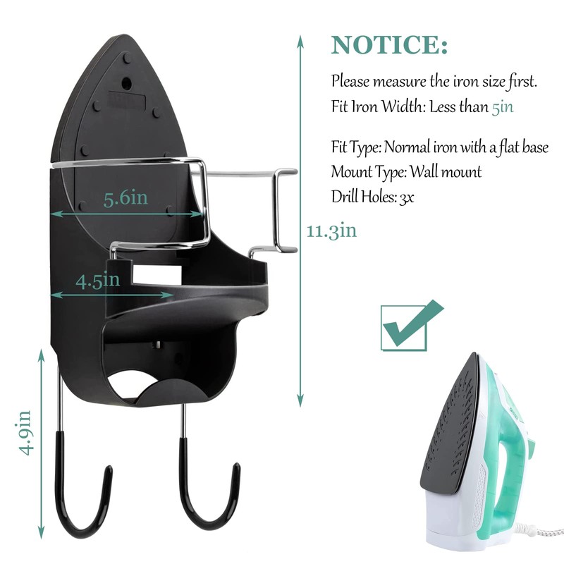 Ironing Board Hanger Wall Mount Electric Iron Holder Iron and