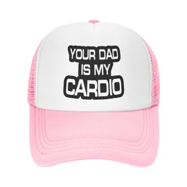 Ytdrghu Your Dad is My Cardio Funny Baseball Cap Trucker Dad Grid Hat Gift for Men and Women Pink