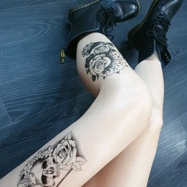 Gaeng-yi's Real Fashion Large Skull Henna Tattoo Sticker 8144 Skull 5ea
