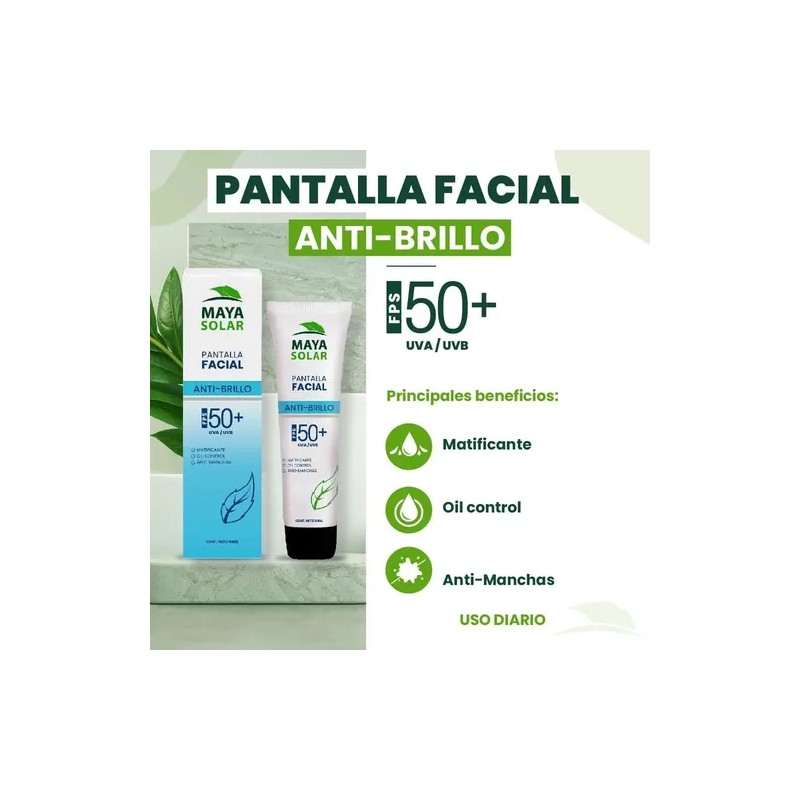 Protector Solar Facial Control De Brillo 50 Ml Maya Solar