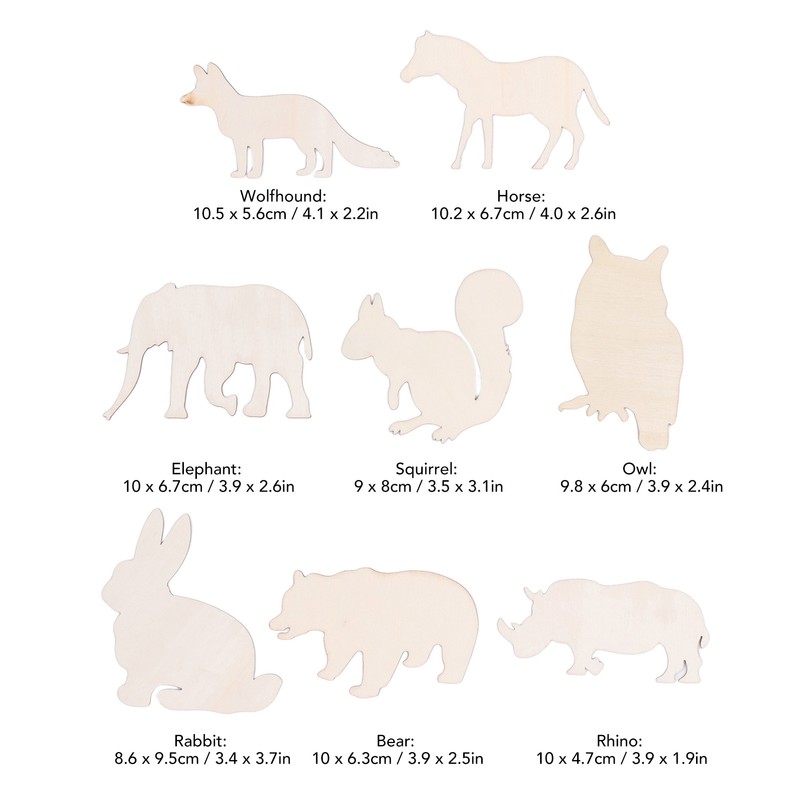 48PCS Animal Wooden Slice DIY Wood Ornaments Blank Decoration Shaped