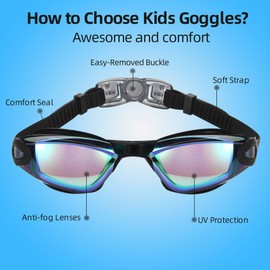 Aegend Kids Swim Goggles, Pack of 2 Swimming Goggles for Children Boys & Girls Age 3-9