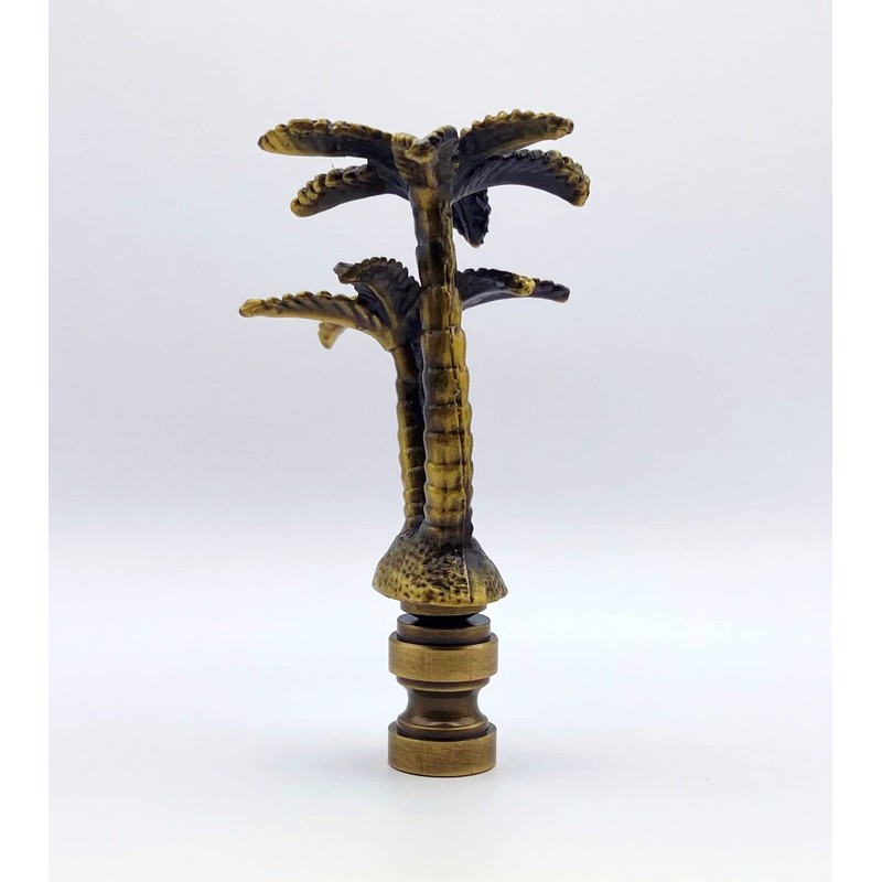 Lamp Finial-Coconut Palm Tree-Antique Brass Finish, Highly Detailed Metal Casting