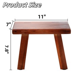 Covzoe Wooden Step Stool, Solid Wood Milking Stool with Non-Slip Mat, Portable Sturdy Bedside Stool for High Beds, One Step Stool Shoe Changing Potty Training Stool for Bathroom Living Room Kitchen