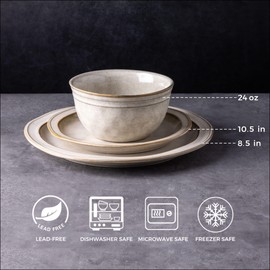 AmorArc Ceramic Dinnerware Sets,Stoneware Handmade Reactive Glaze Plates and Bowls Sets,Chip and Crack Resistant | Dishwasher & Microwave Safe,Dishes Set Service for 6 (18 pc)