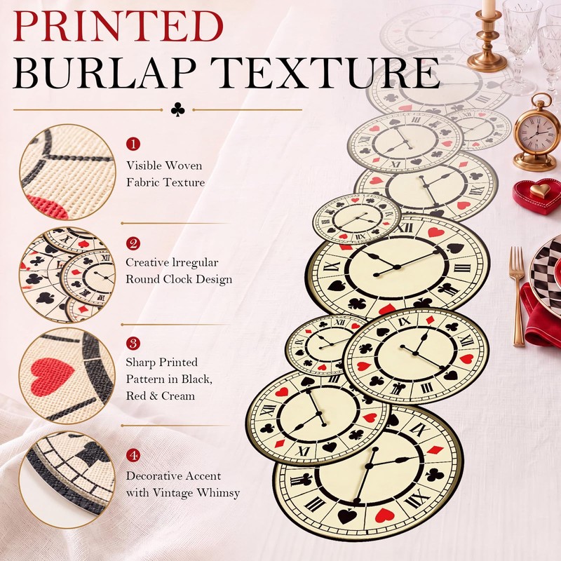 1 Pcs Wonderland Themed Tea Party Decoration, Black and Red