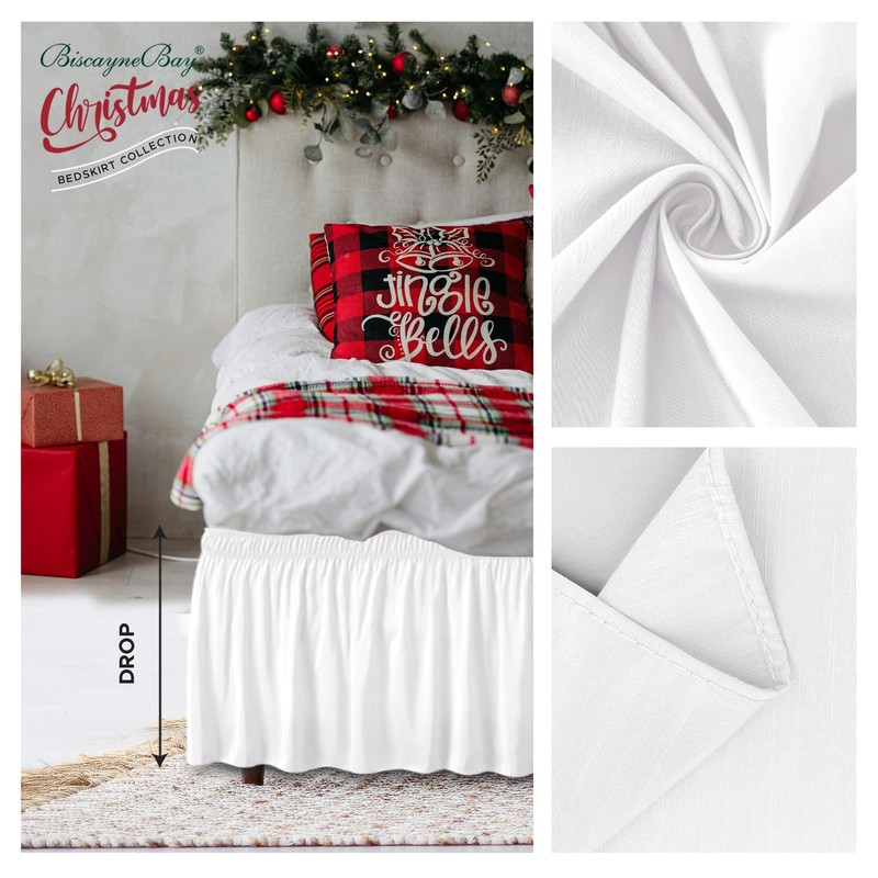Biscaynebay Wrap Around Bed Skirts for Queen Size Beds Extra
