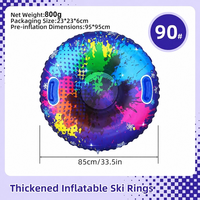 Heavy Duty Inflatable Snow Tube with Dual Handles, Thickened PVC