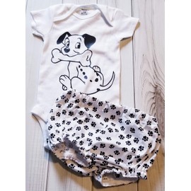 Paw Print Diaper Cover & Dalmatian Puppy Dog Onesie 12 months Ready To Ship