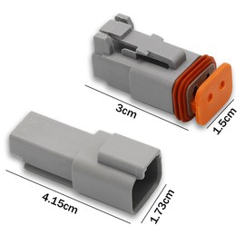 CGEAMDY 5 Pairs 2-Pin Cable Connector Plug, DT Car Waterproof Electrical Plug Connectors, with 10 cm 16 AWG Cable, for Car, Motorcycle, Truck, Boat