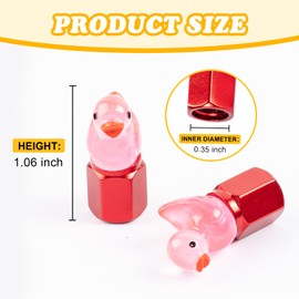 Rislobx 4 Pack Duck Tire Stem Caps, Glow in The Dark Tire Valve Caps, Cool Funny Tire Air Valve Cap, Universal Replacement Tire Cap Covers for Cars Bikes Motorcycles Trucks (Red)