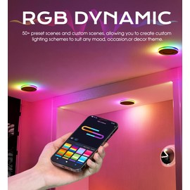 [6 Pack] CLOUDY BAY 3 Inch RGB Smart Recessed Lighting with Gradient Accent Light and Night Light,2700K~6500K,7W Recessed Lights Ultra-Thin Downlight Compatible with Alexa and Google Home Assistant