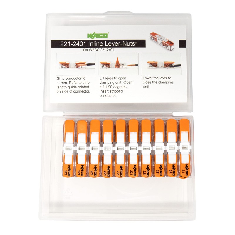 WAGO 221-2401 Lever Nuts Compact Splicing Inline Wire Connectors with