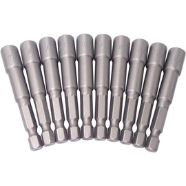 Bestgle 10Pcs 1/4 Inch Shank Nut Setter Driver Drill Bit Set, 1/4 Inch Magnetic Nut Driver Socket Set for Hand Drill, Electric Screwdriver, Socket Wrench Screw, 65mm Length