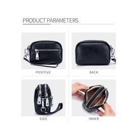 ミニ財布 レディース メンズ 人気 小銭入れ 本革 革 レザー ジッパー付き コンパクト 小さい ミニウォレット ポーチ (レッド)