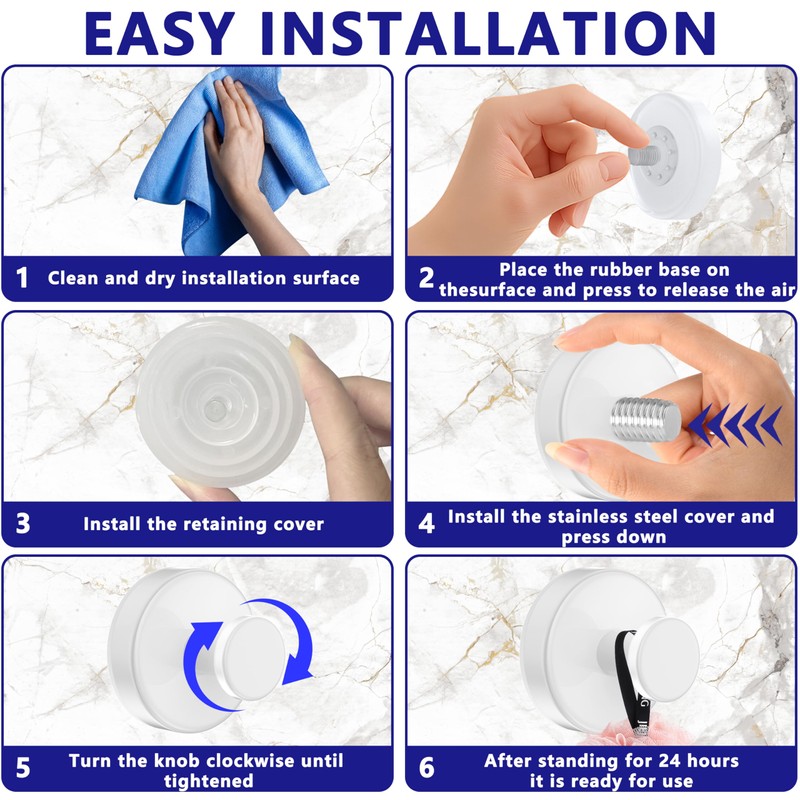 Suction Cup Hooks for Shower,Removable No Drill Towel Hooks,White 2