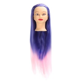 Mannequin Head Blue Pink Gradient Color High Temperature Synthetic Hair Hairstyling Training Model